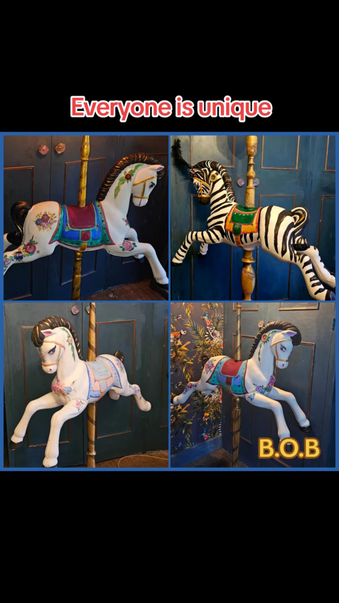 Carousel Fairground zebra lamp hand painted in traditional vintage style.