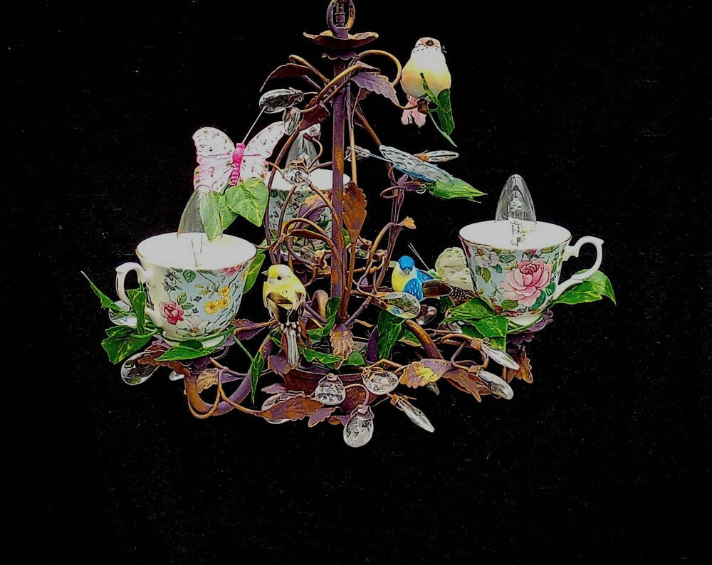 Enchanted Purple Reign Teacup Chandelier