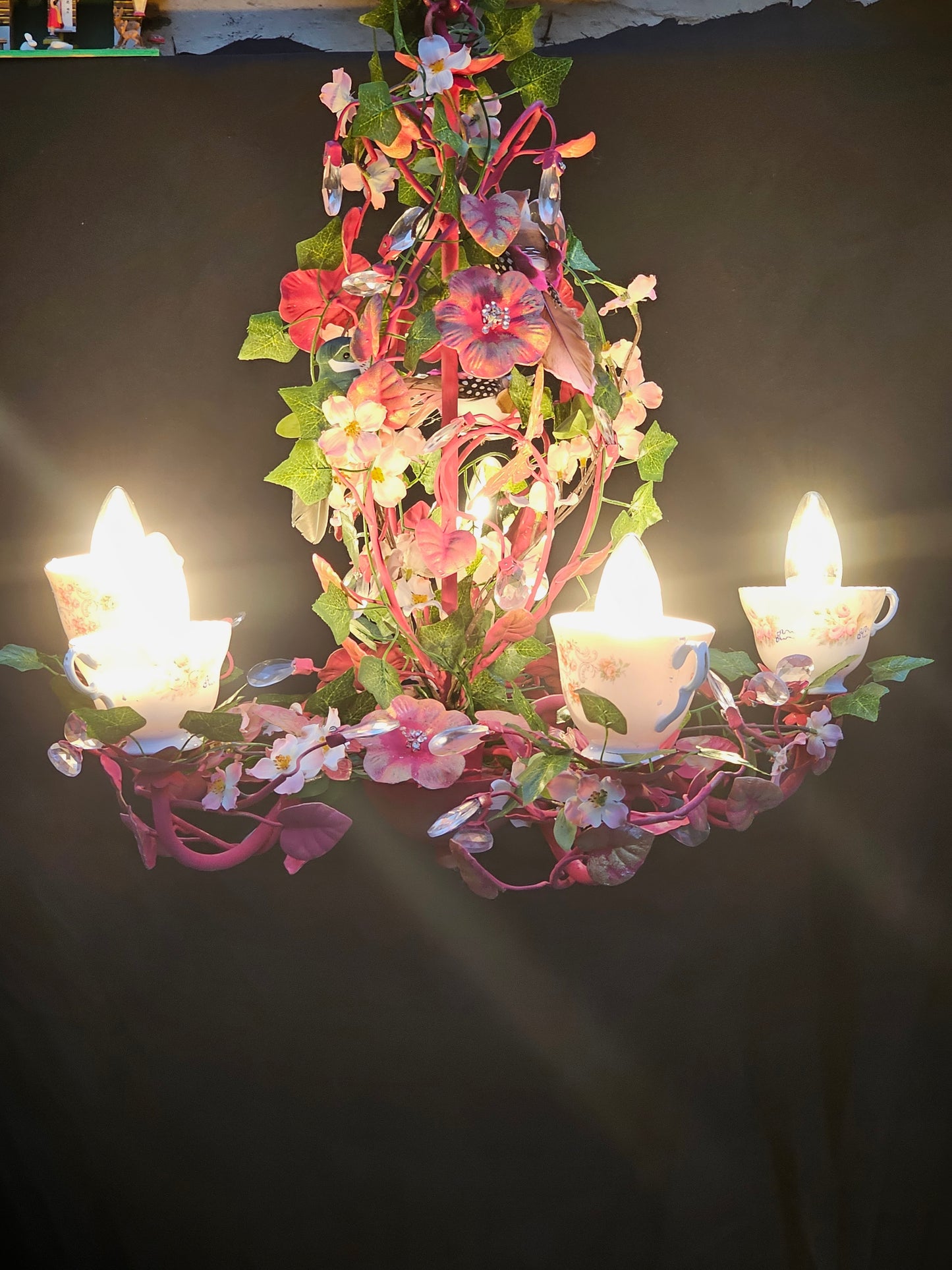Barbra Cartland Pink Teacup Chandelier