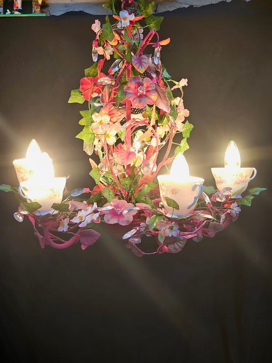 Barbra Cartland Pink Teacup Chandelier